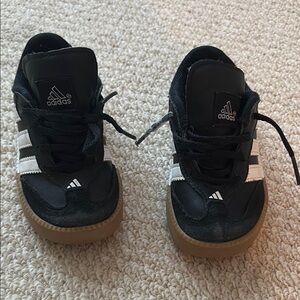 Adidas Kids Black and White Sneakers with Brown Soles